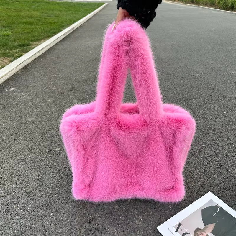 Designer Fluffy Plush Shoulder Bag